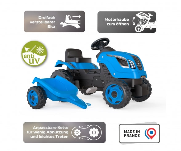 SMOBY Smoby Farmer XL Blue tractor + trailer