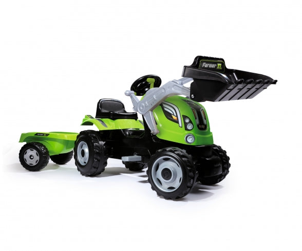 SMOBY Farmer Max Green Tractor + Trailer